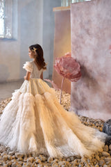 Ivory Tulle & Lace Couture Flower Dress