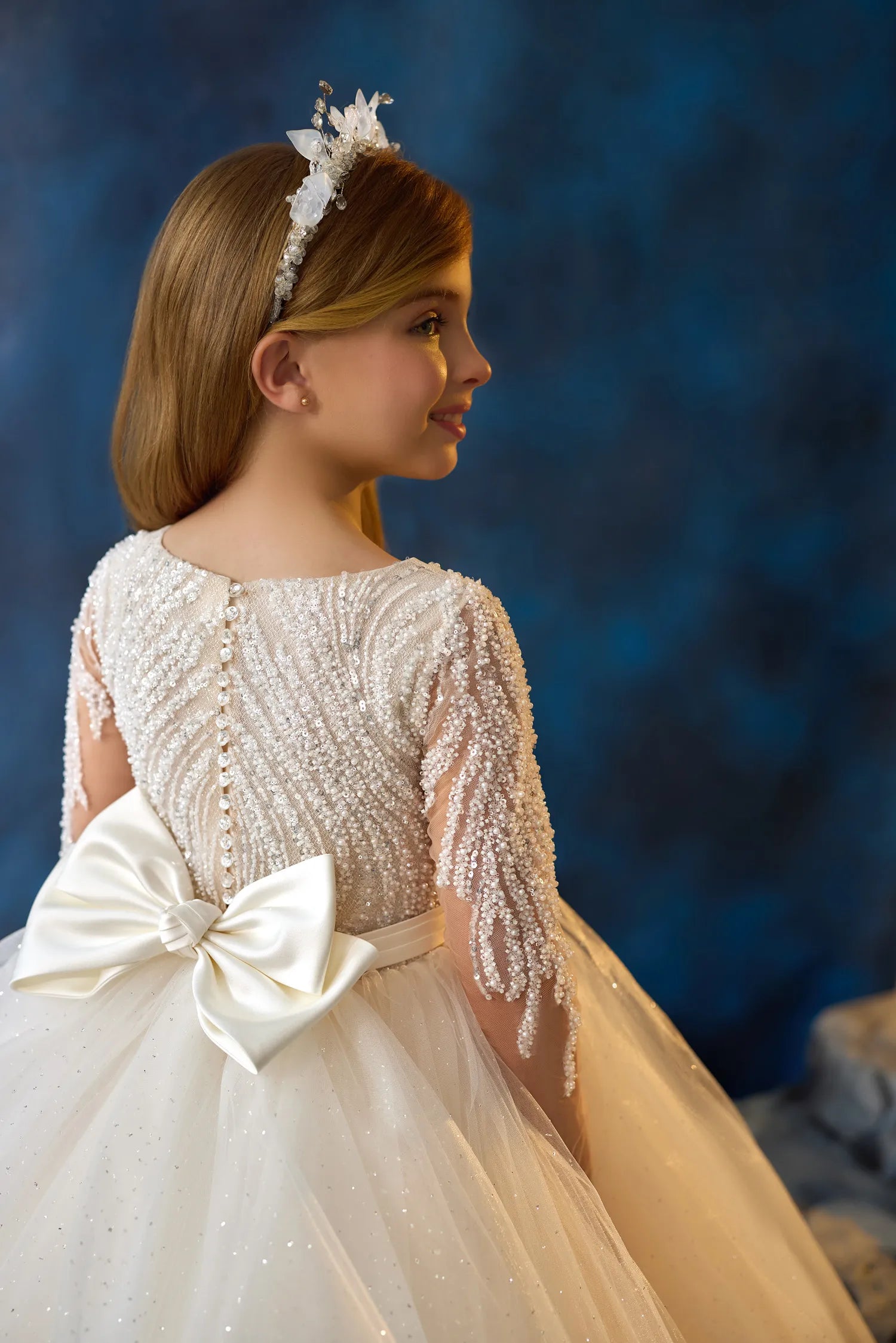 Sparkle White Flower Girl Beaded Dress